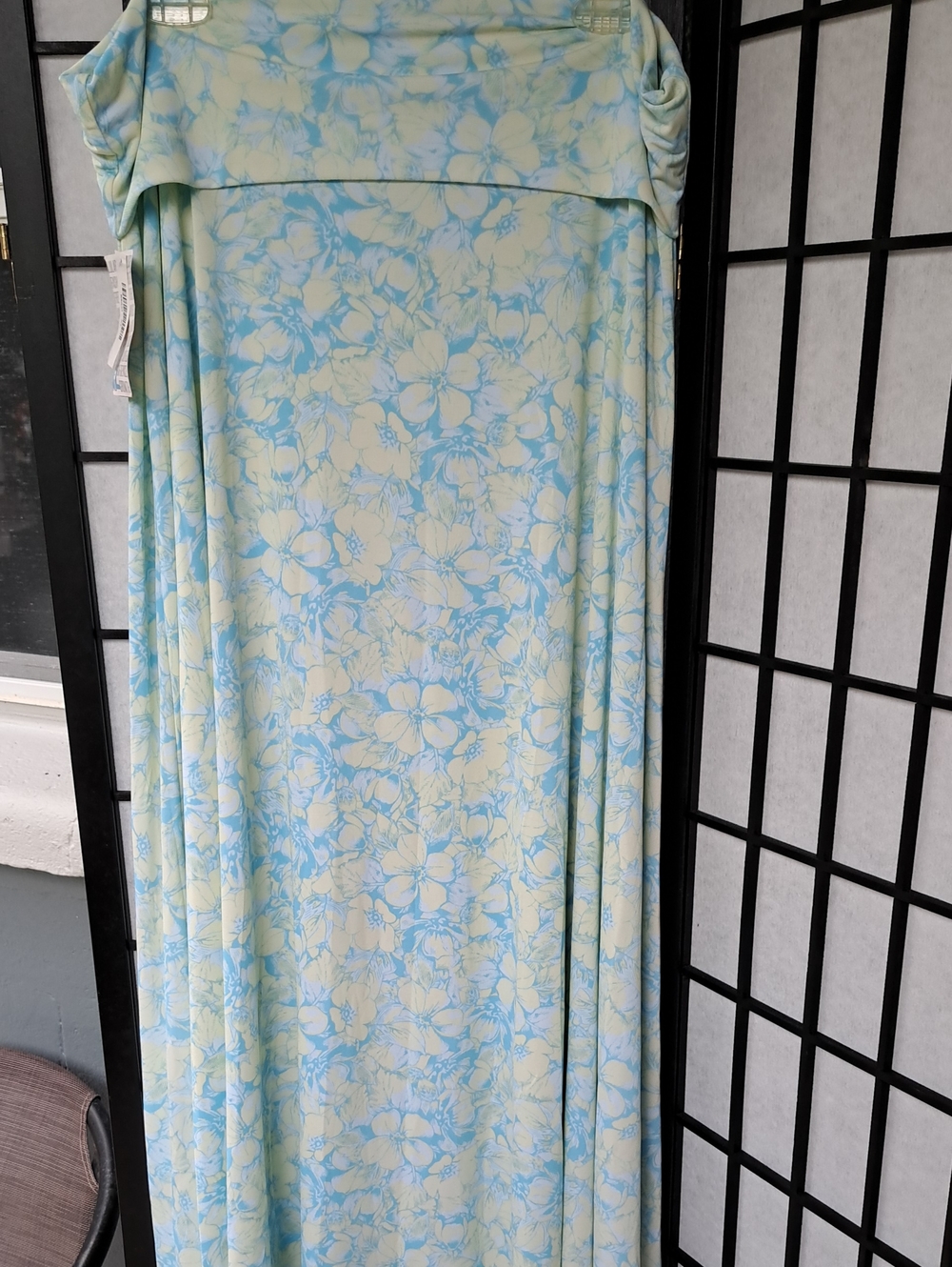 LuLaRoe Floral Maxi Skirt in Light Blue and Cream
